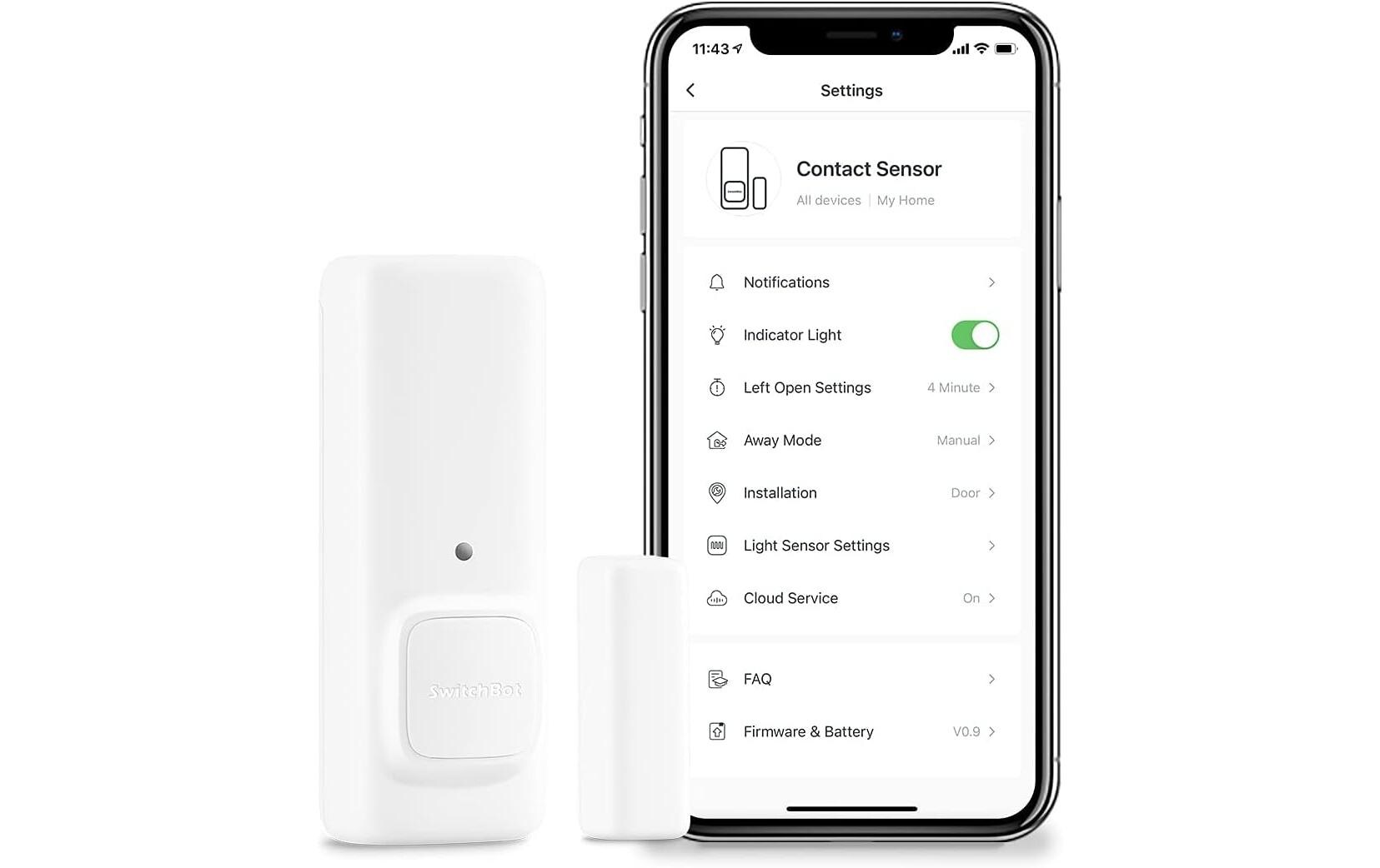 Funk-Fenster- und Türkontakt Contact Sensor, WeissFenster- und Türalarmsensor für die Haussicherheit