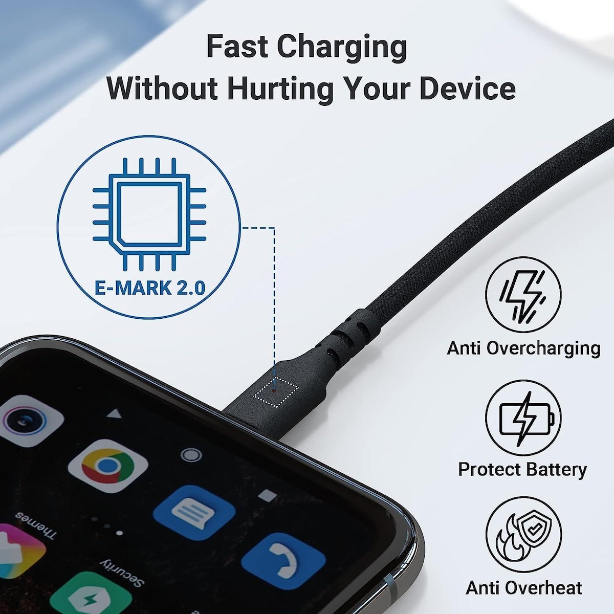 USB-IF-sertifisert 1m USB-C 2.0 240W Hurtiglading 480Mbps