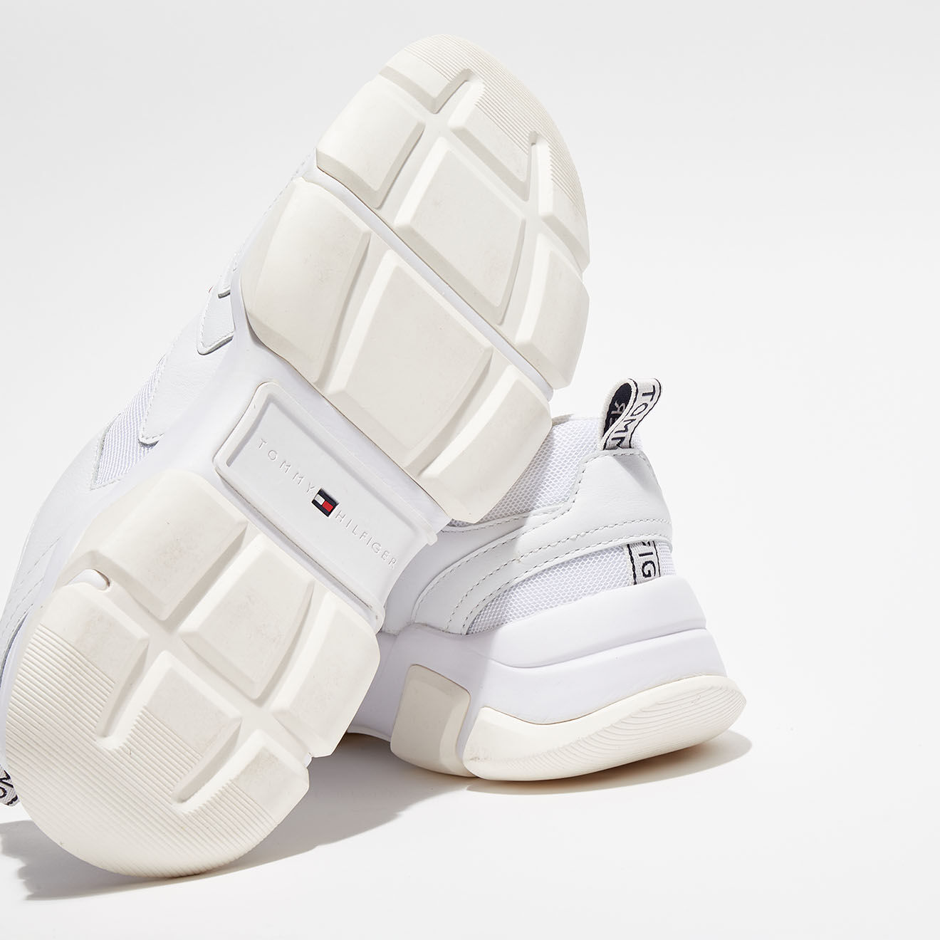 Tommy Hilfiger Baskets en Cuir & Mesh Chunky blanches