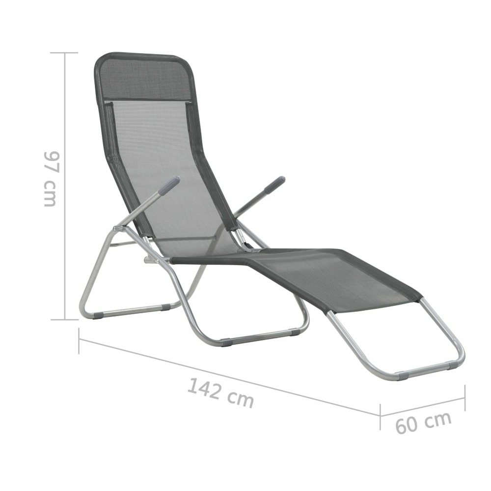 Chaises longues transat pliables 2 pices textilène anthracite