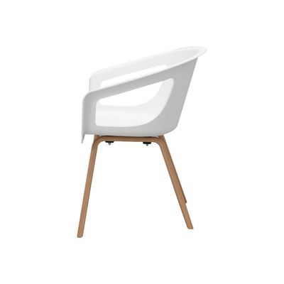 Chaise ONENNA - pieds bois - accoudoirs intégrés - coque blanche