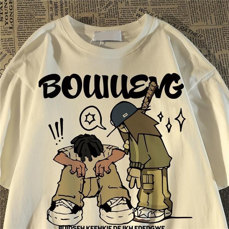 Bay Go Mall - T-shirt met korte mouwen, ronde hals en grafische print