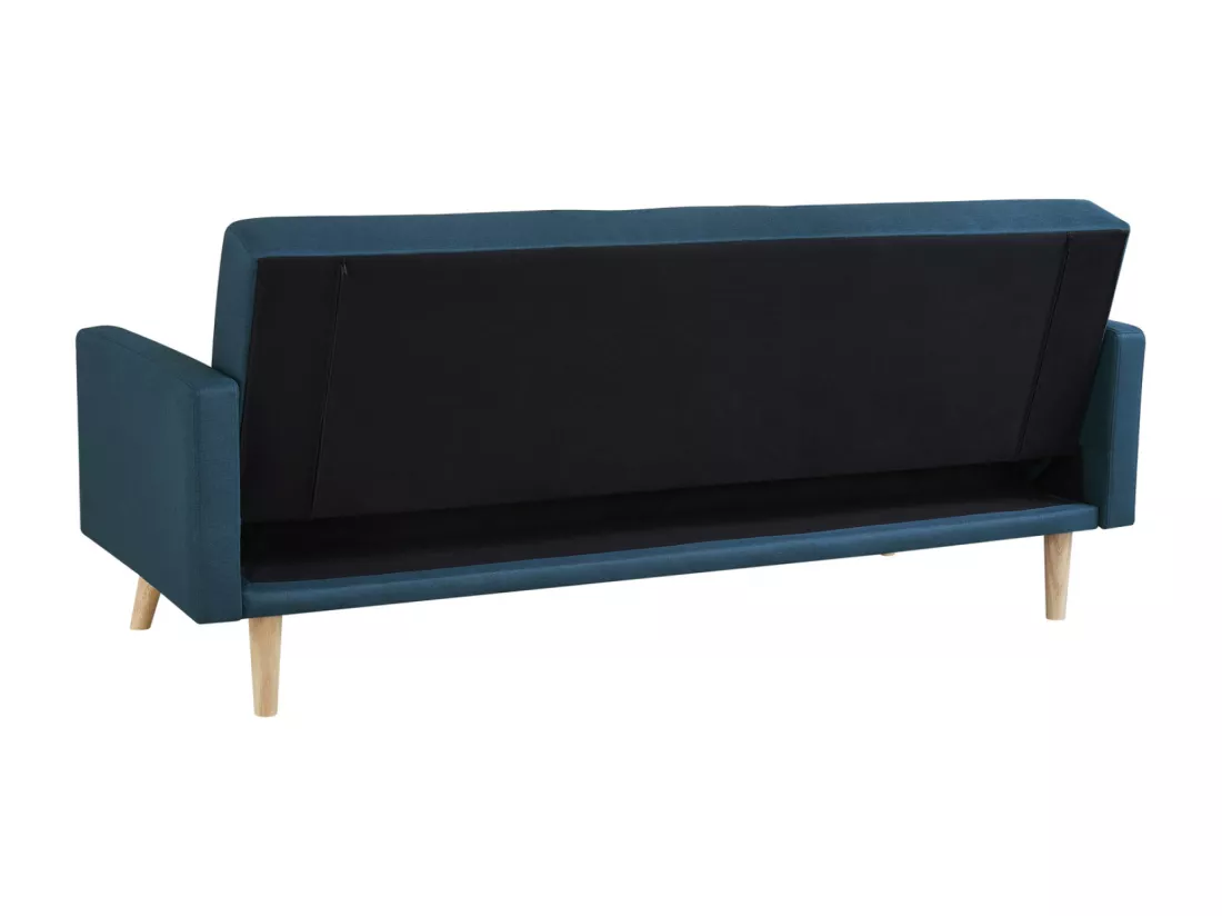 Canapé scandinave convertible 3 places tissu bleu canard WOODEN