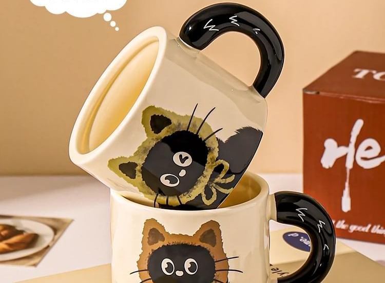 Kawa Simaya - Kattenkeramische mok met deksel