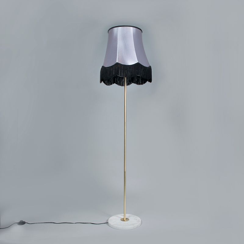 Vloerlamp messing met Granny B kap zwart-grijs 45 cm - Kaso