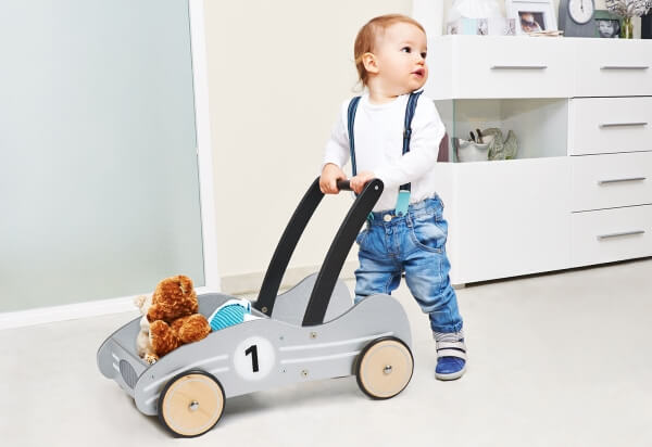 Lauflernwagen Kimi silber aus Holz