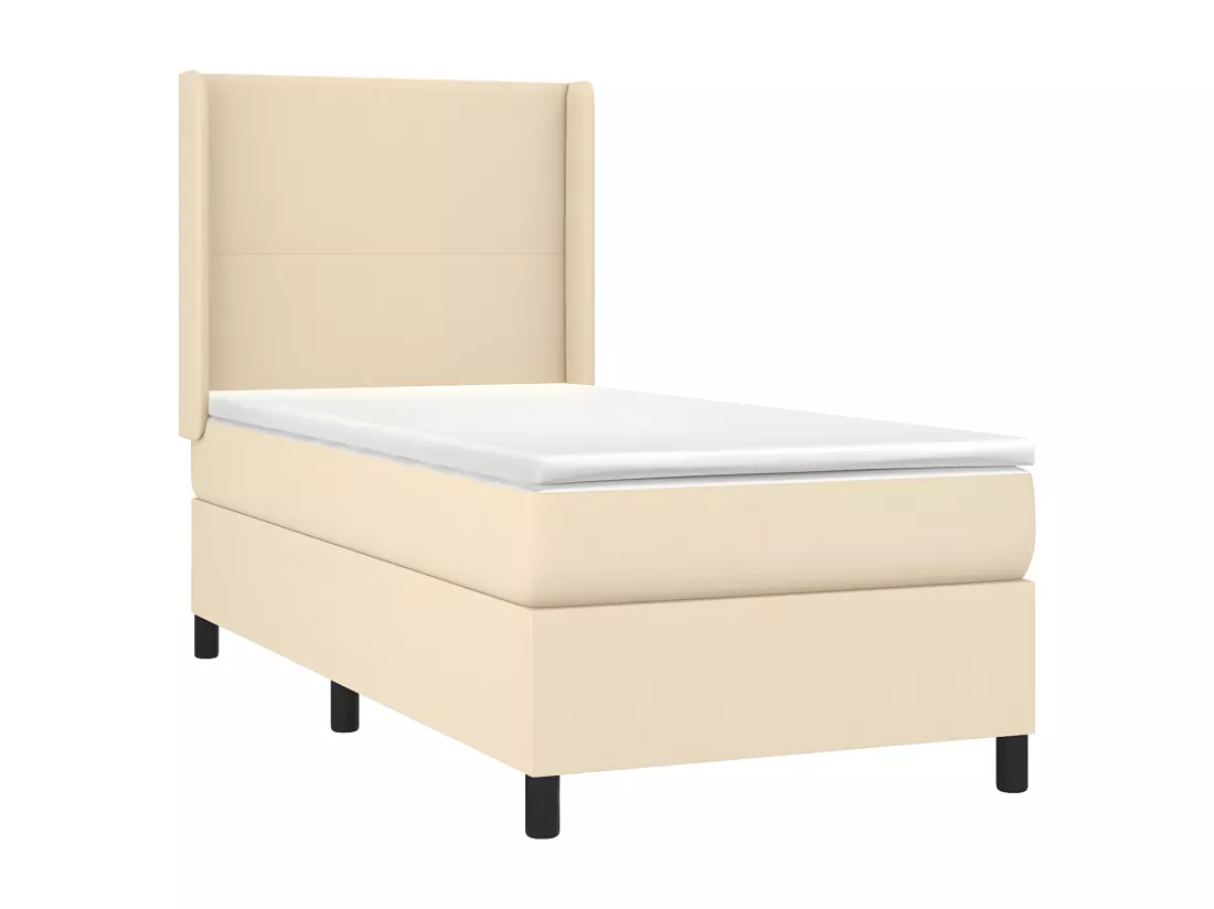Sommier tapissier avec matelas et LED Crème 80x200cm Tissu