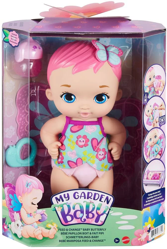 MY GARDEN BABY - POUPON BEBE PAPILLON ROSE BOIT ET FAIT PIPI