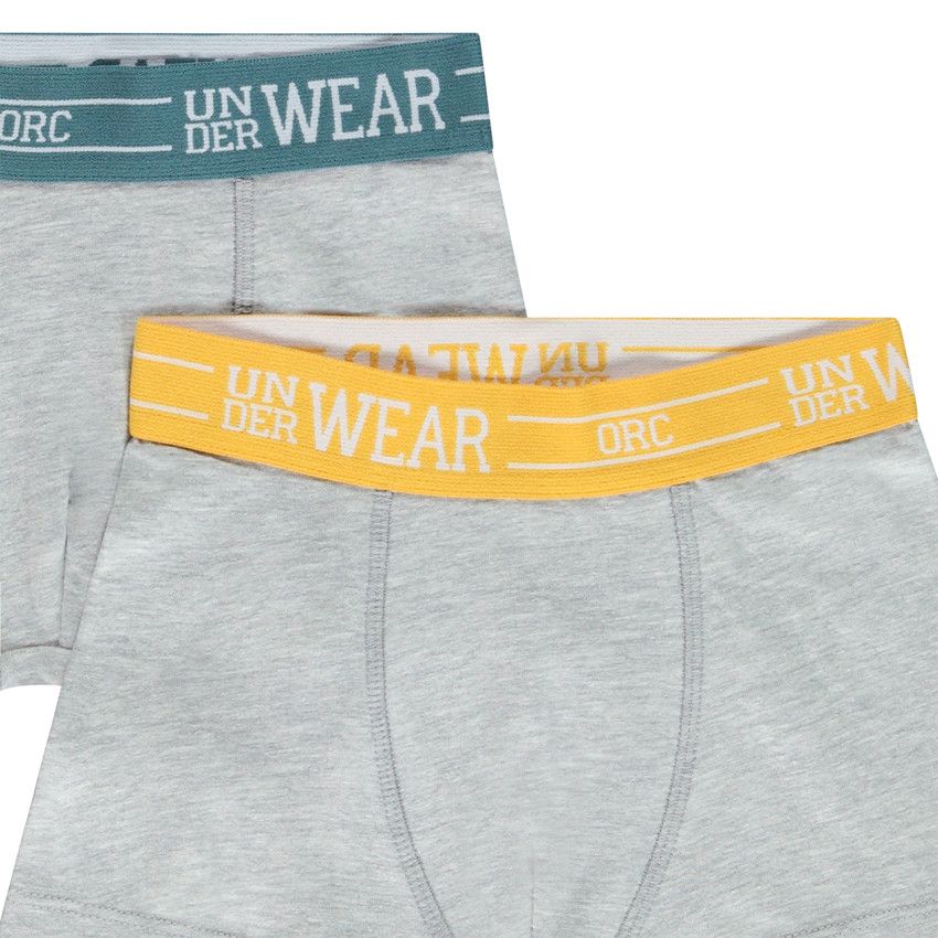 Lot de 5 boxers unis avec élastiques colorés pour garçon - Gris chiné