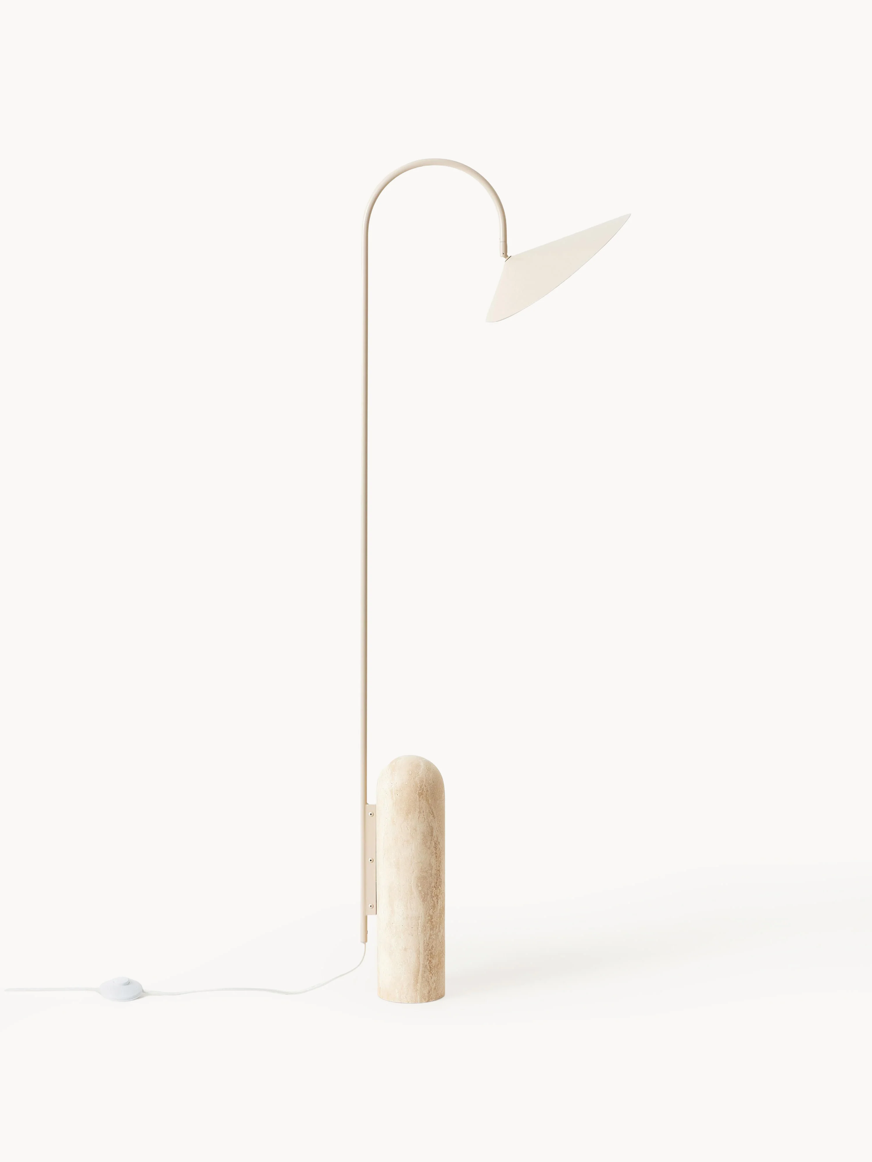 Vloerlamp Arum met travertin voet, verstelbaar