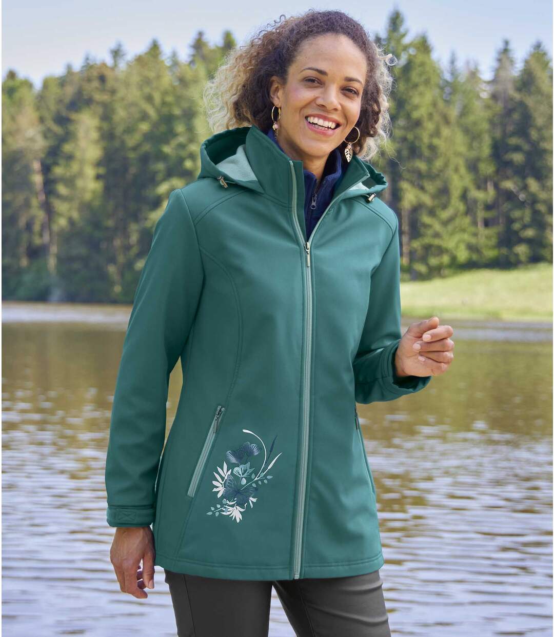 Veste à Capuche en Softshell Doublée Polaire