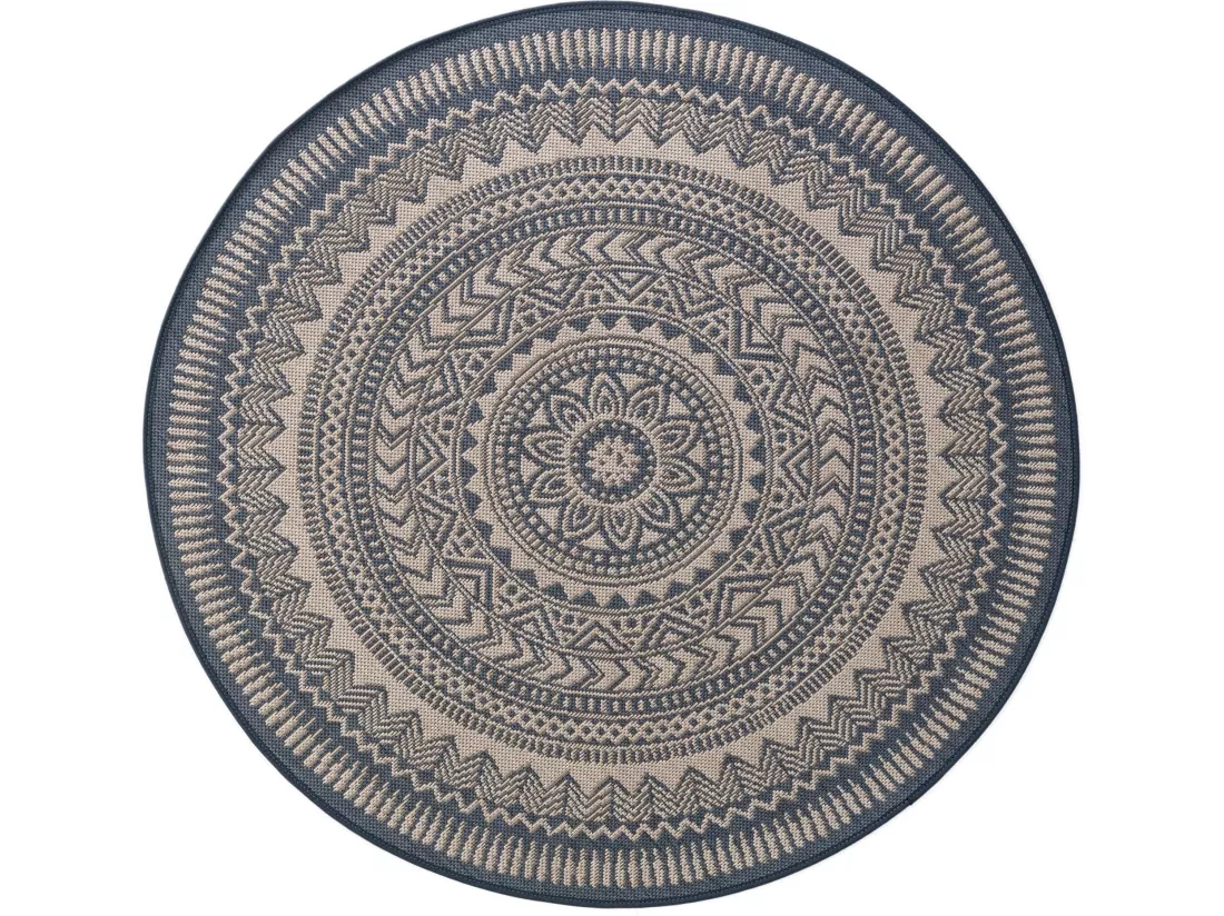 Tapis d'extérieur & intérieur Metro Bleu ø 120 cm rond
