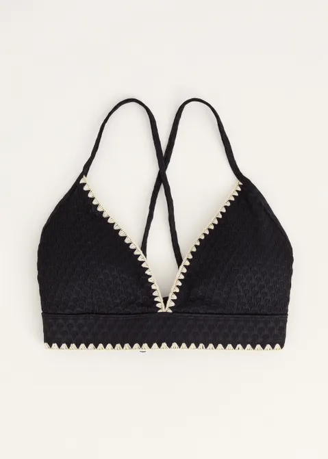 Triangel bikini top met siersteek zwart (ZWART)
