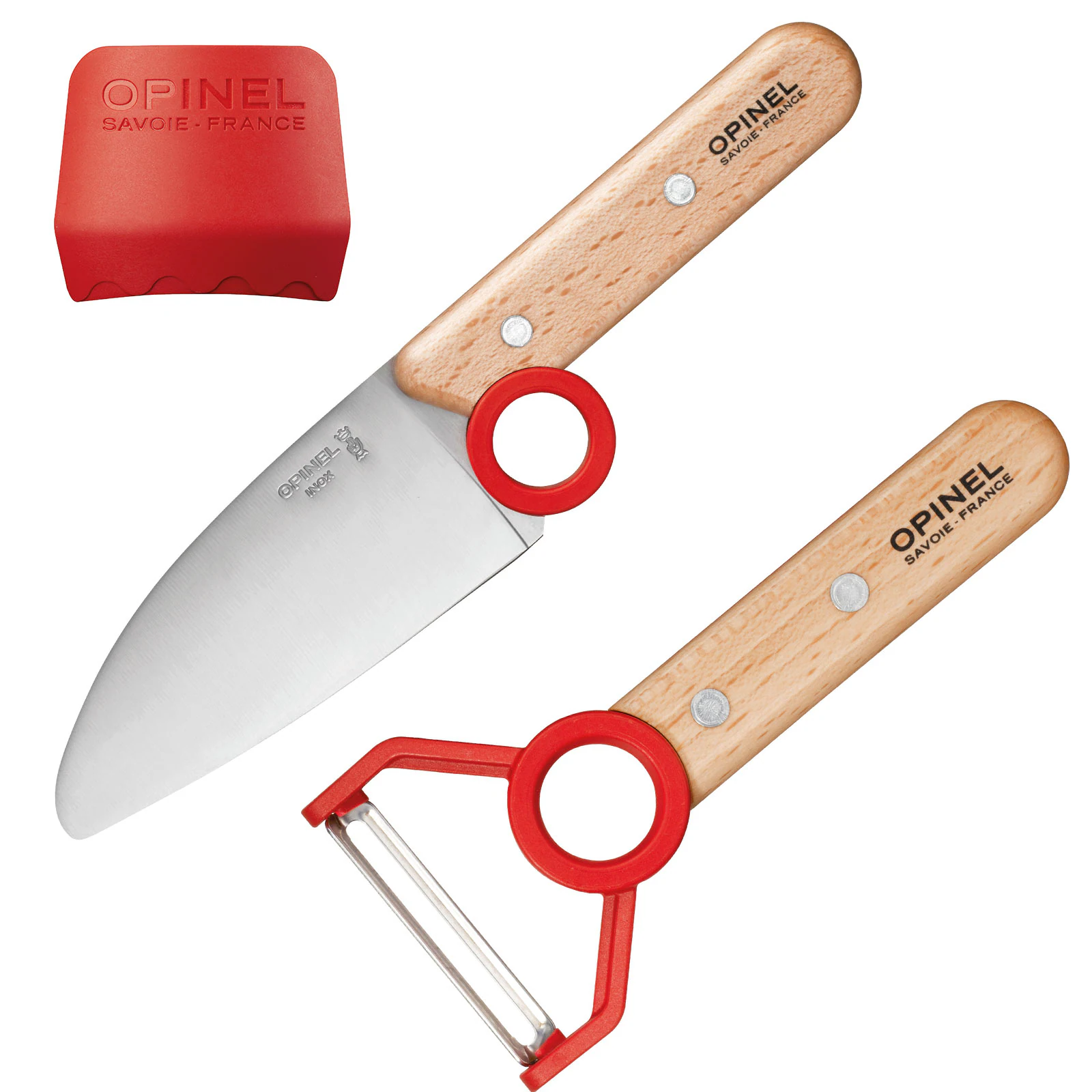 OPINEL Kinder Messer Set Le Petit Chef 3tlg Kochmesser Sparschäler Fingerschutz