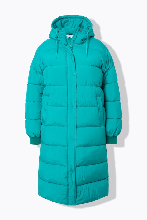 Steppmantel, oversized, abnehmbarer Schal, Kapuze