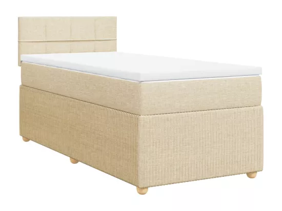 Sommier à lattes de lit et matelas Crème 90x190 cm Tissu