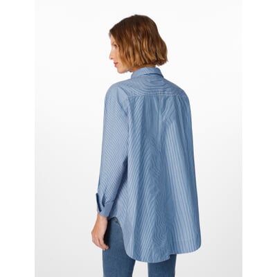 Damenbluse gestreift, Blau-Weiß