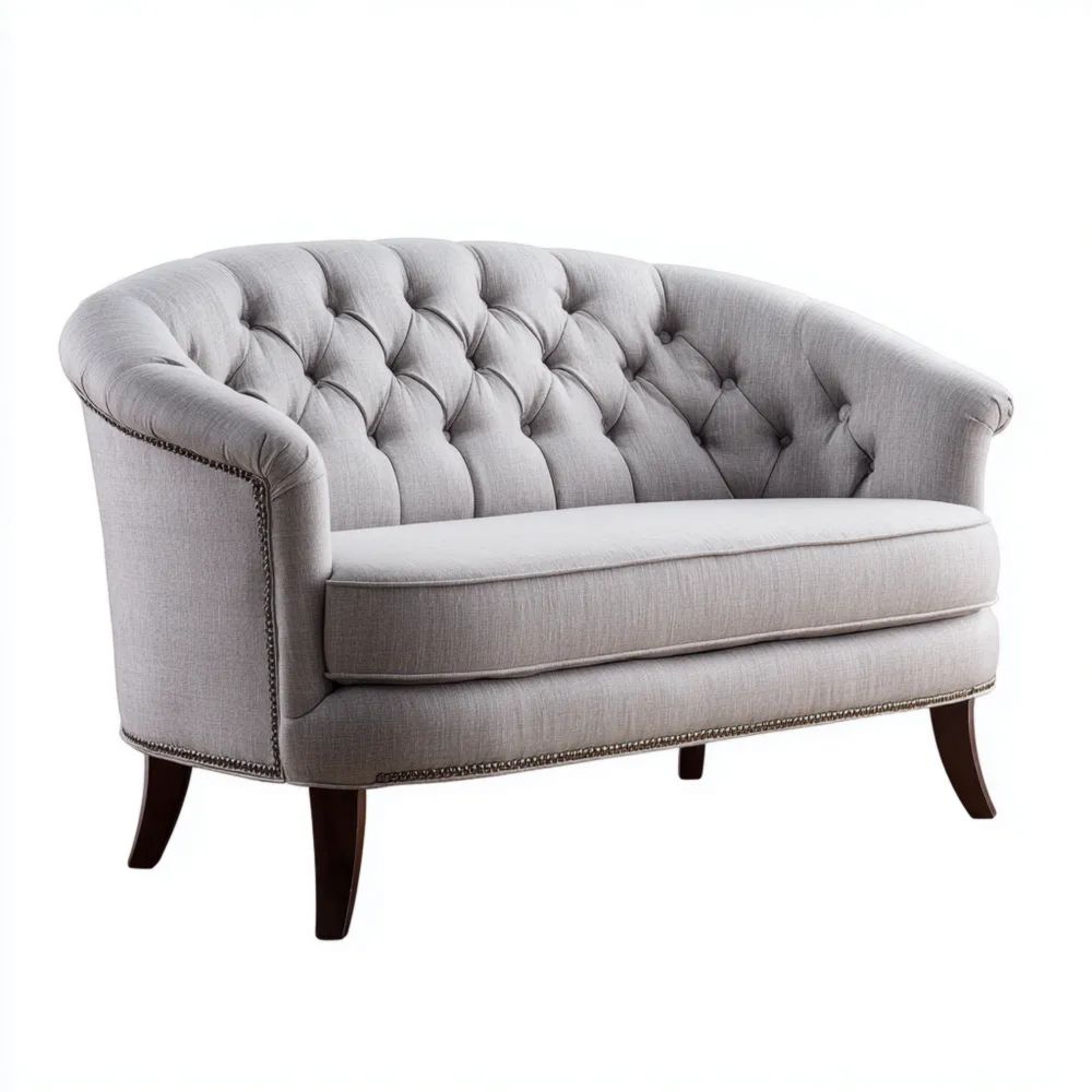 2-Sitzer-Sofa Leinenstoff 145x80x78 cm - Hellgrau - Klassisches Design