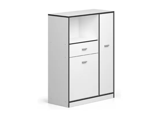 Armoire de cuisine TRUDI – Blanc et gris – Rangement fonctionnel et design – 90 cm