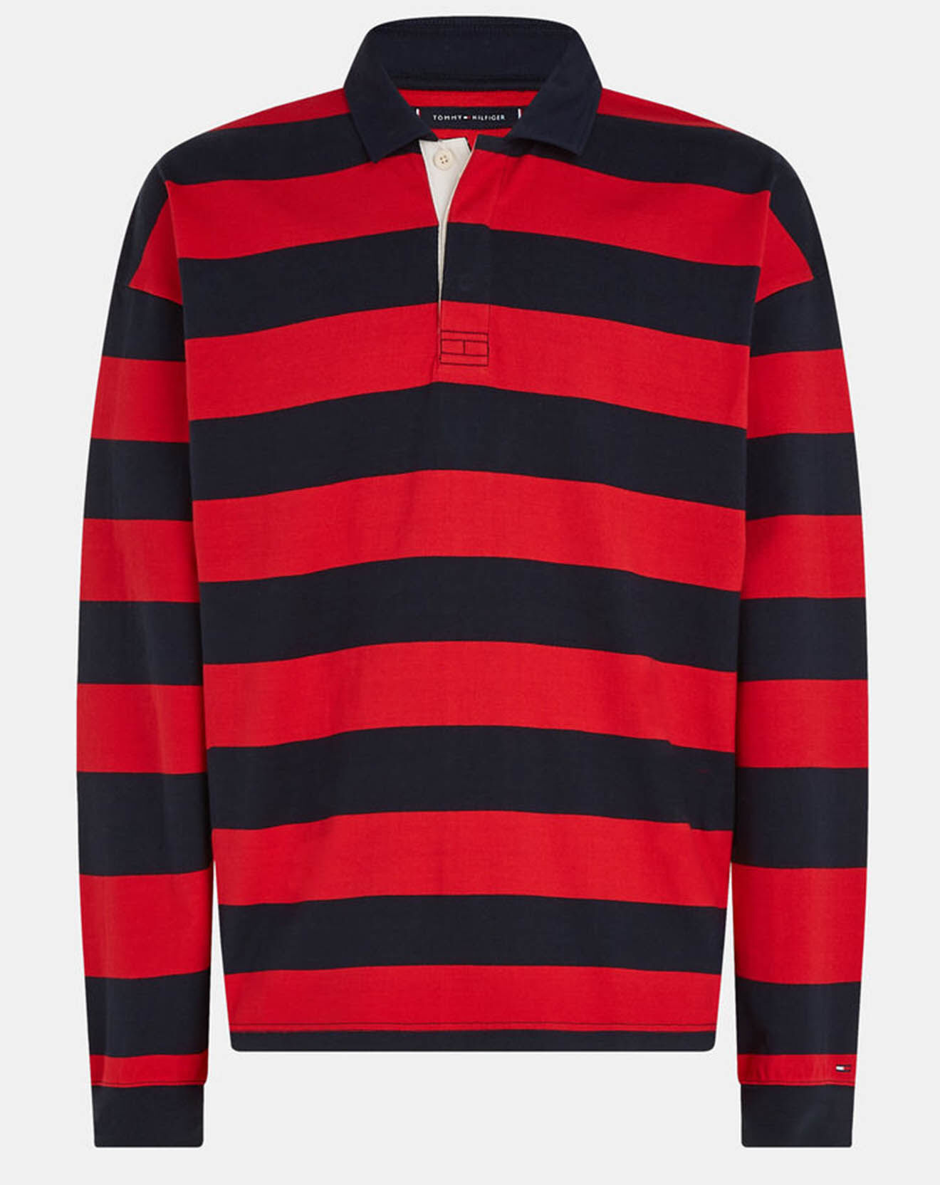 Tommy Hilfiger Sweat Rugby rayé bleu marine/rouge