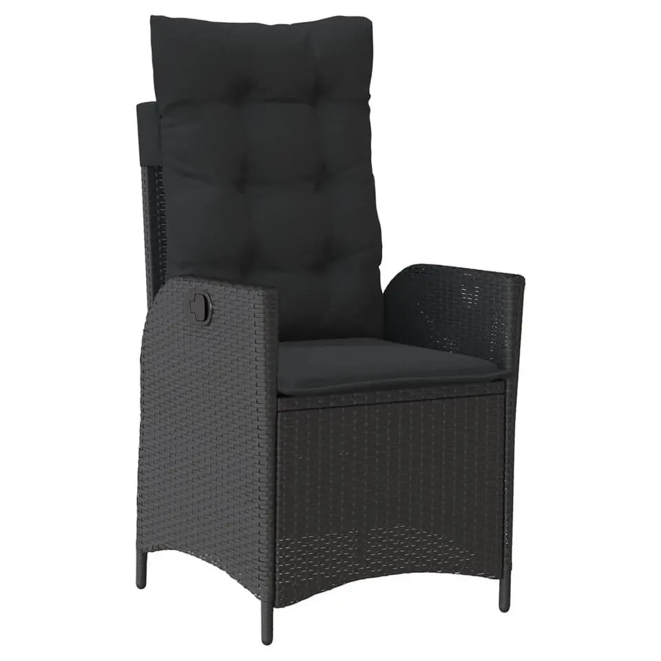vidaXL - Verstelbare tuinstoelen met kussens - Zwart - Poly rattan - 2 stuks