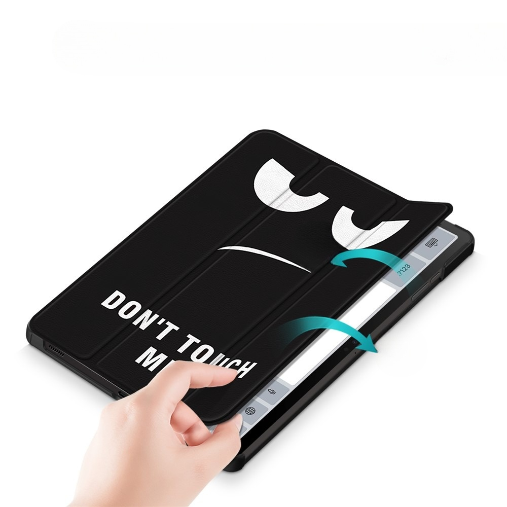 Samsung Galaxy Tab S9 FE Leder Tasche Smart Cover Schutzhülle   S-Pen Halterung - Don't Touch Me