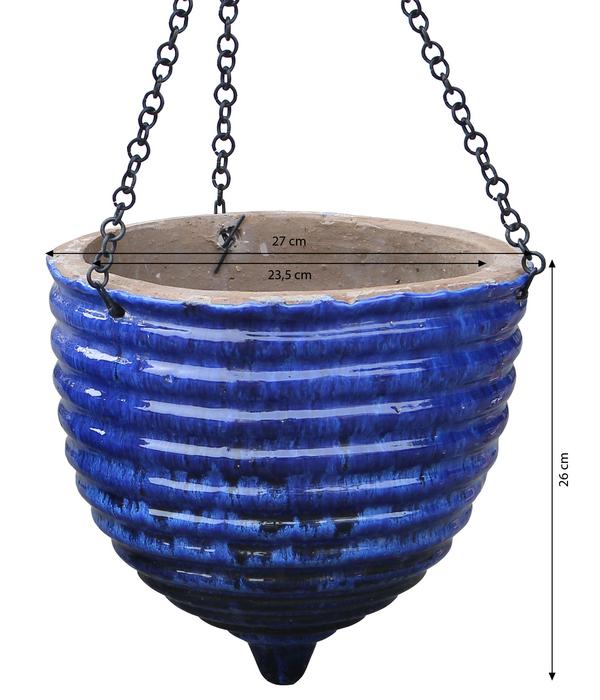 Dehner Keramik-Hängeampel, konisch, blau