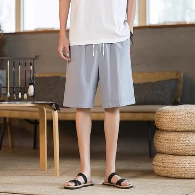Aozora - Effen shorts met trekkoordtaille
