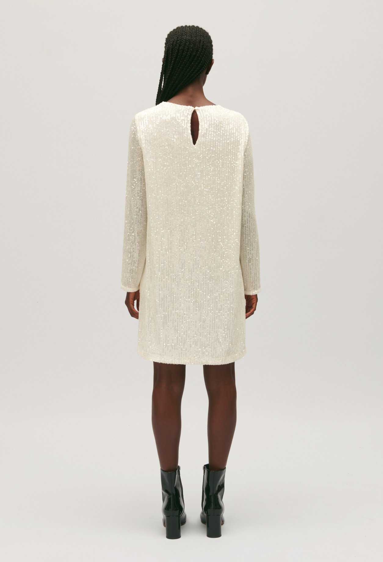Robe courte Rififi sequins ecrue
