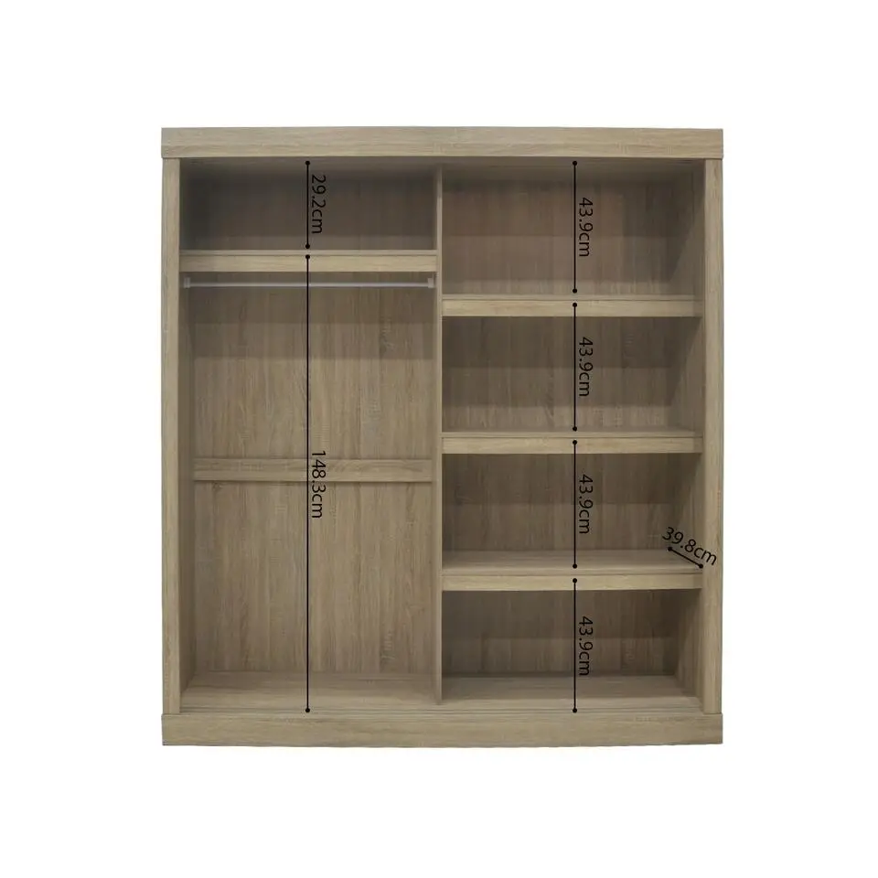 Interiax Kledingkast 'Mila' - Sonoma Eik - Schuifdeurkast - 197x182x52 cm