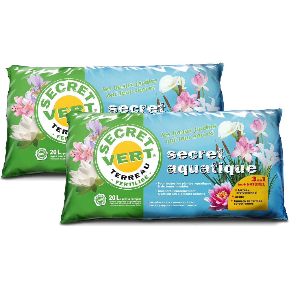 Terreau bio pour plantes aquatiques 20l (lot de 2)