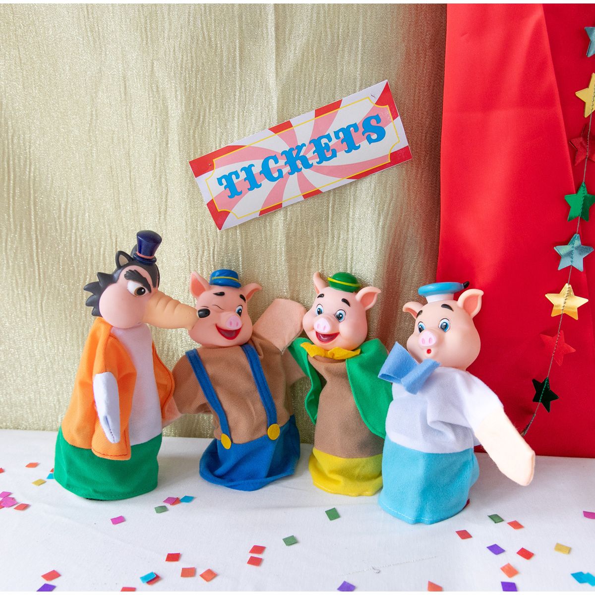 Marionnettes Les 3 Petits Cochons Mercredi et Patati