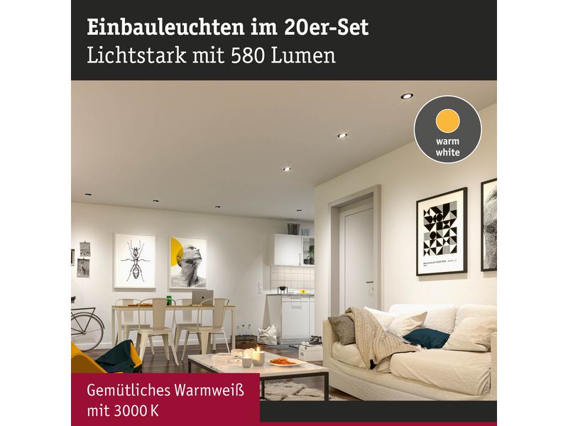 Paulmann Einbauleuchte LED 20er-Set schwenkbar rund 82 mm LED Einbauspots