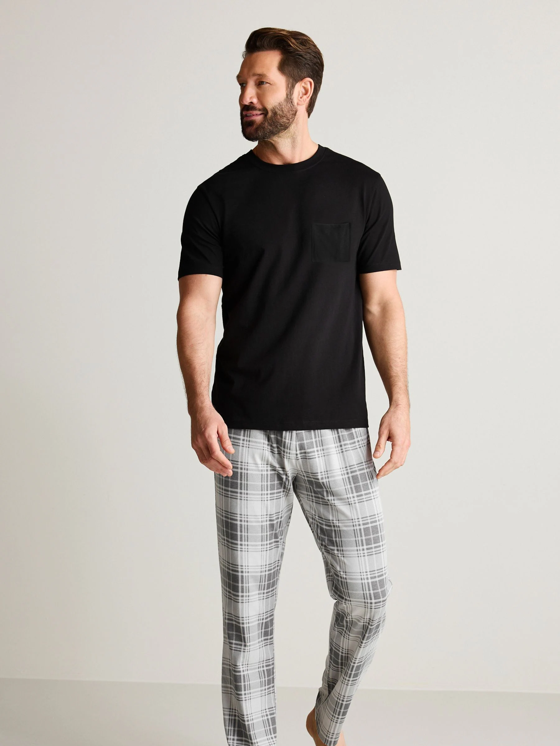 Zwart/grijs geruit - 2 jersey pyjama's