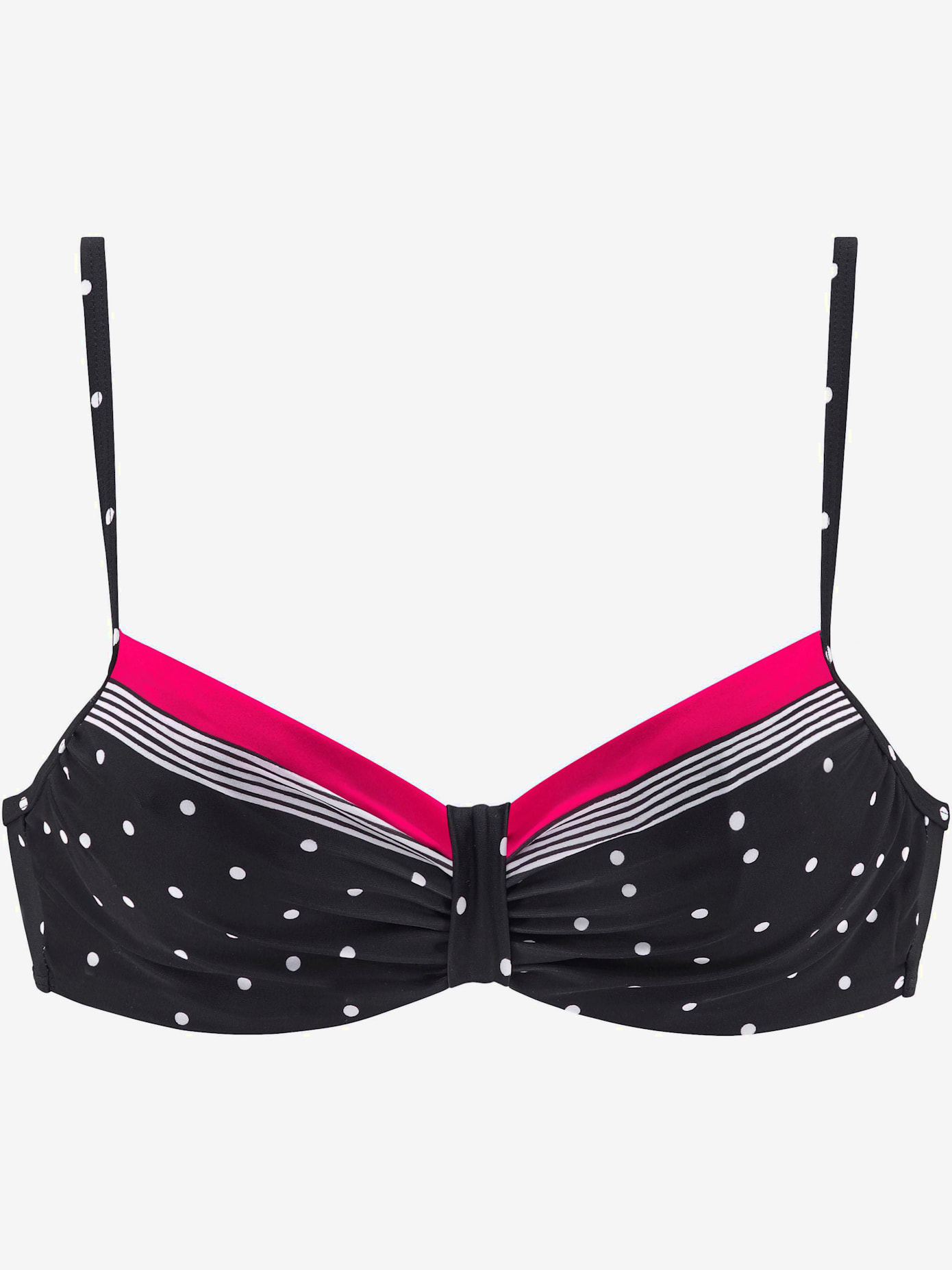 Haut de maillot de bain à armatures mélange tendance de rayures et pois