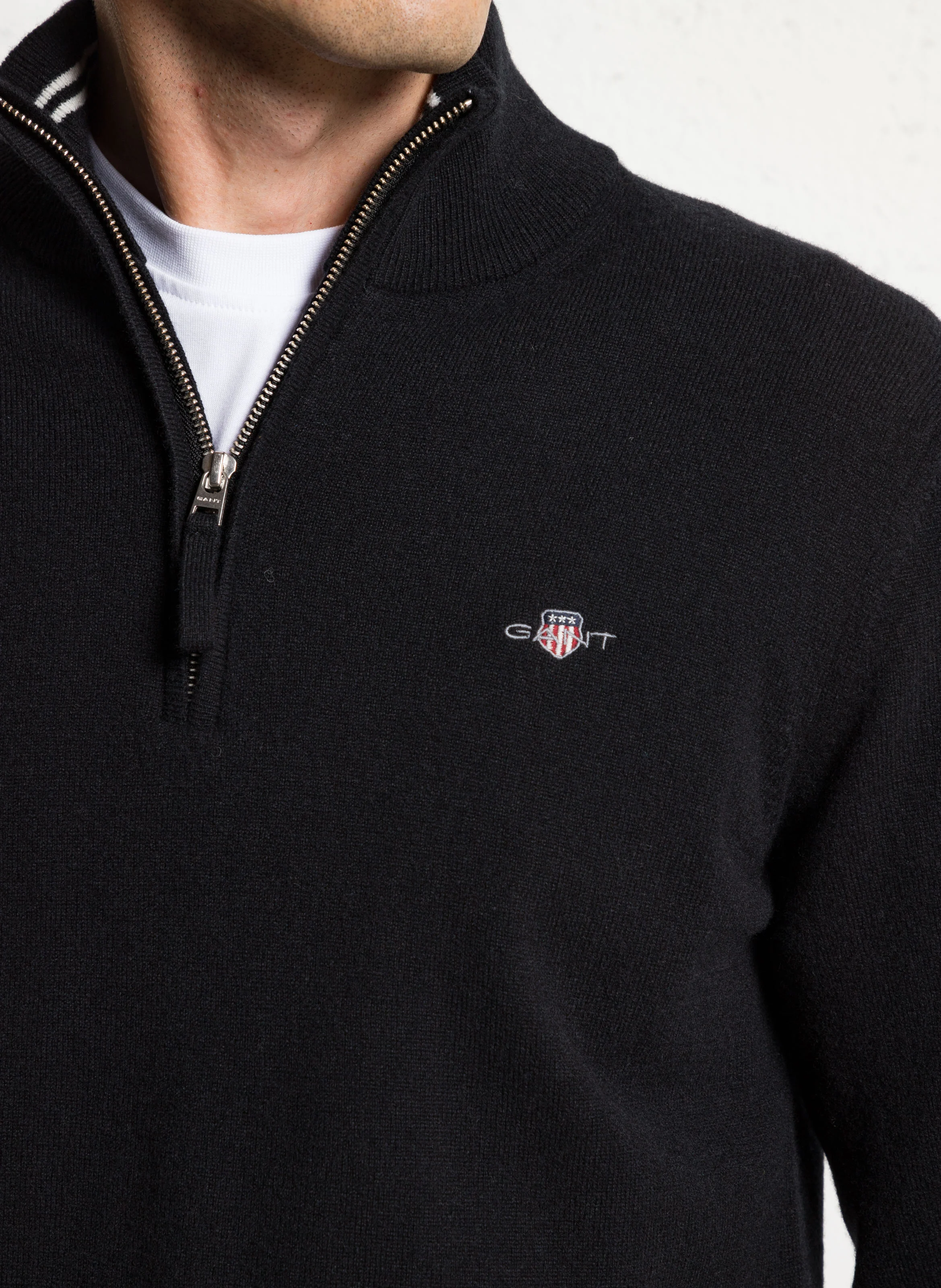 Pull col montant zippé en laine | Noir