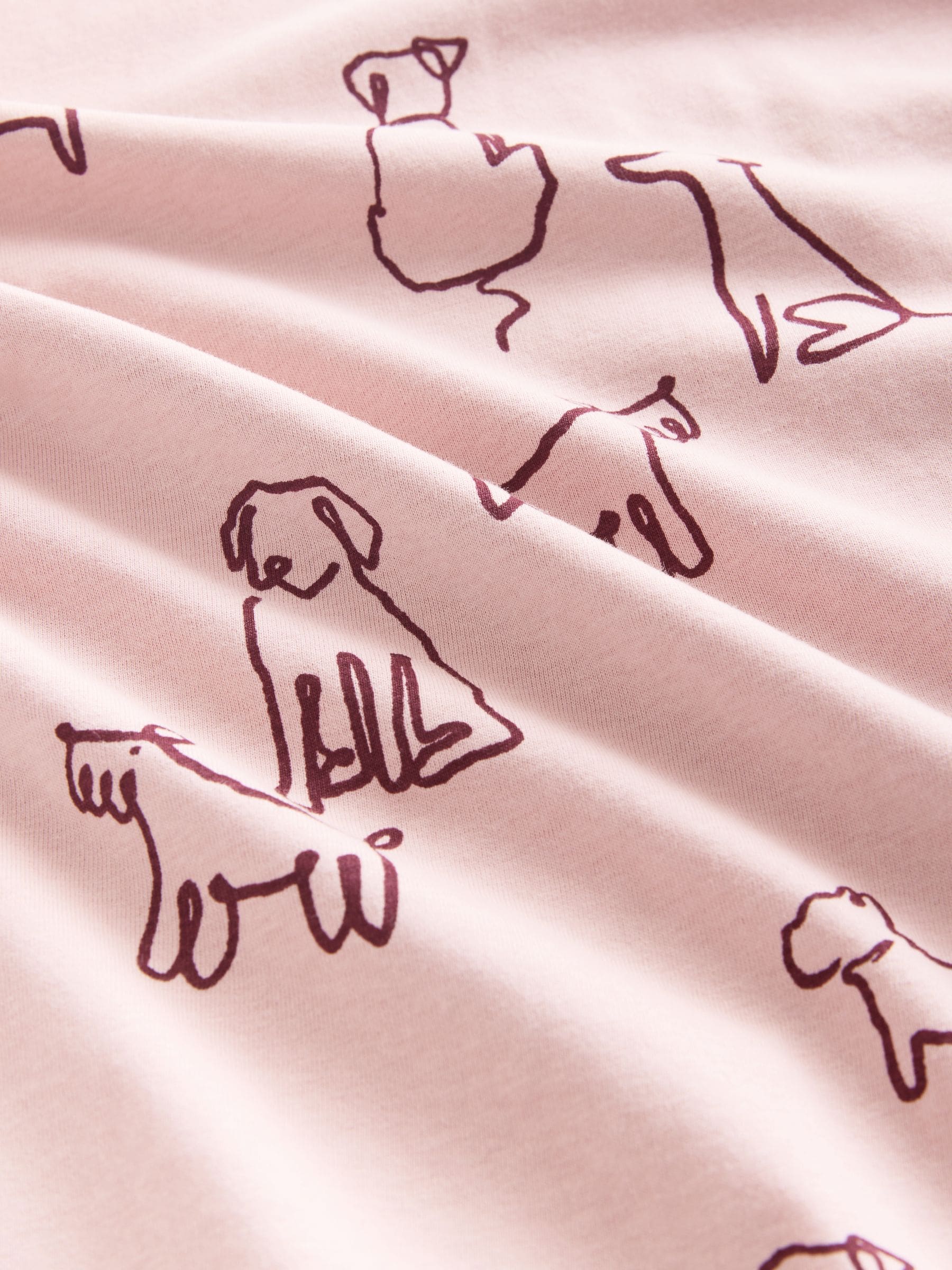 Roze met hondenprint - Pyjama met lange mouwen
