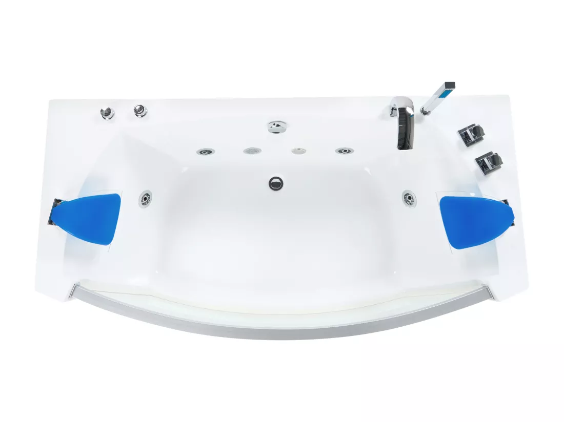 Baignoire balnéo blanche 175 x 85 cm avec LED FUERTE