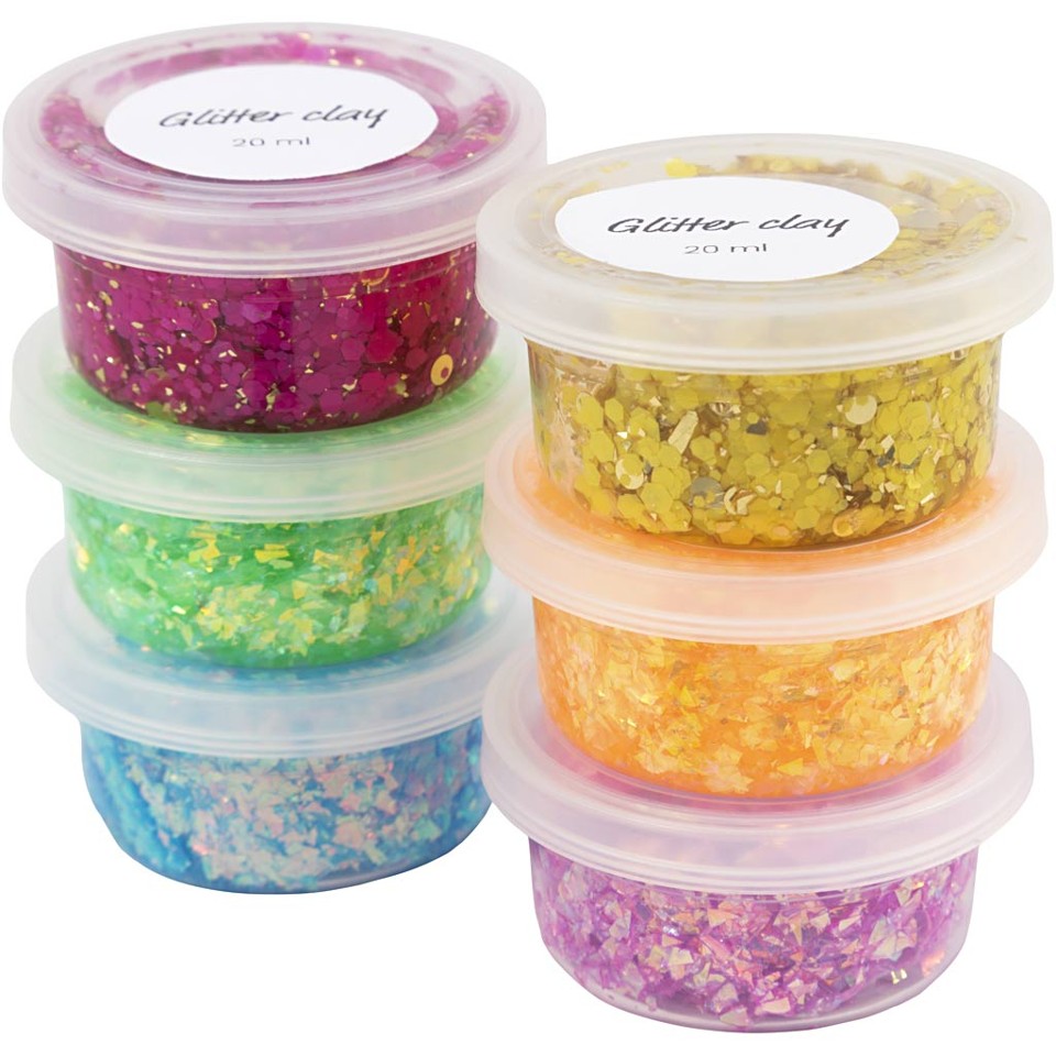 DIY Kit - Glitter Clay 6 stk.