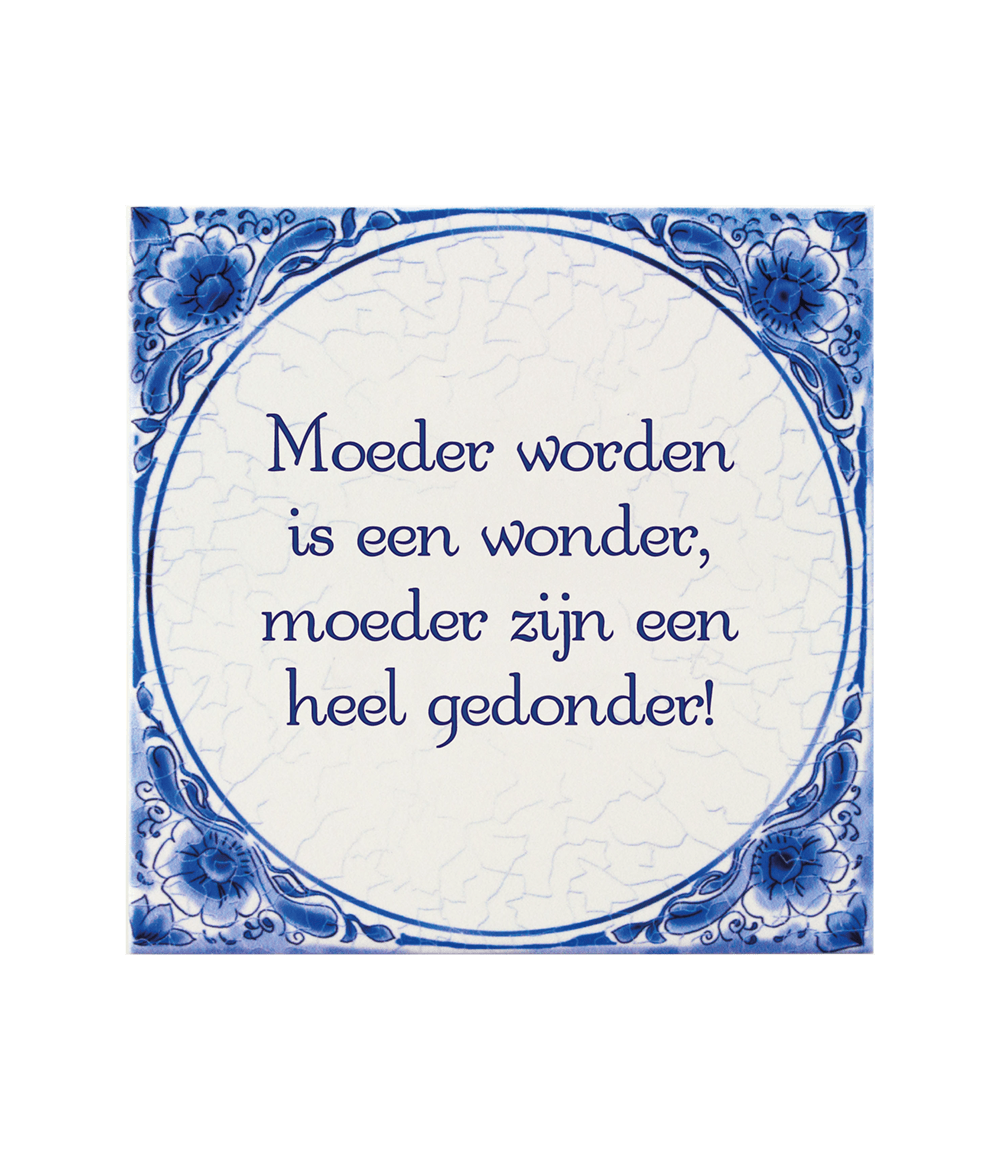 Delfts Blauw Tegel Moeder Worden 14,5cm