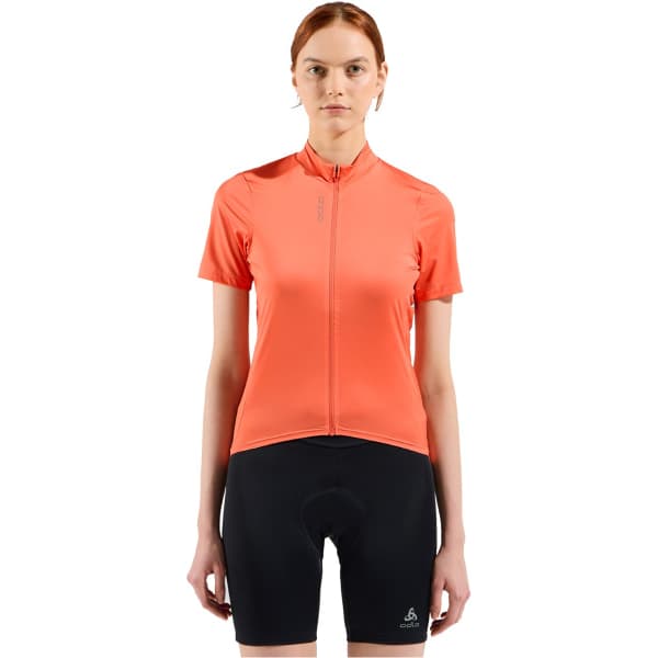 Maillot vélo ODLO ZEROWEIGHT CHILL-TEC S/U COLLAR S/S FULL ZIP W LIVING CORAL