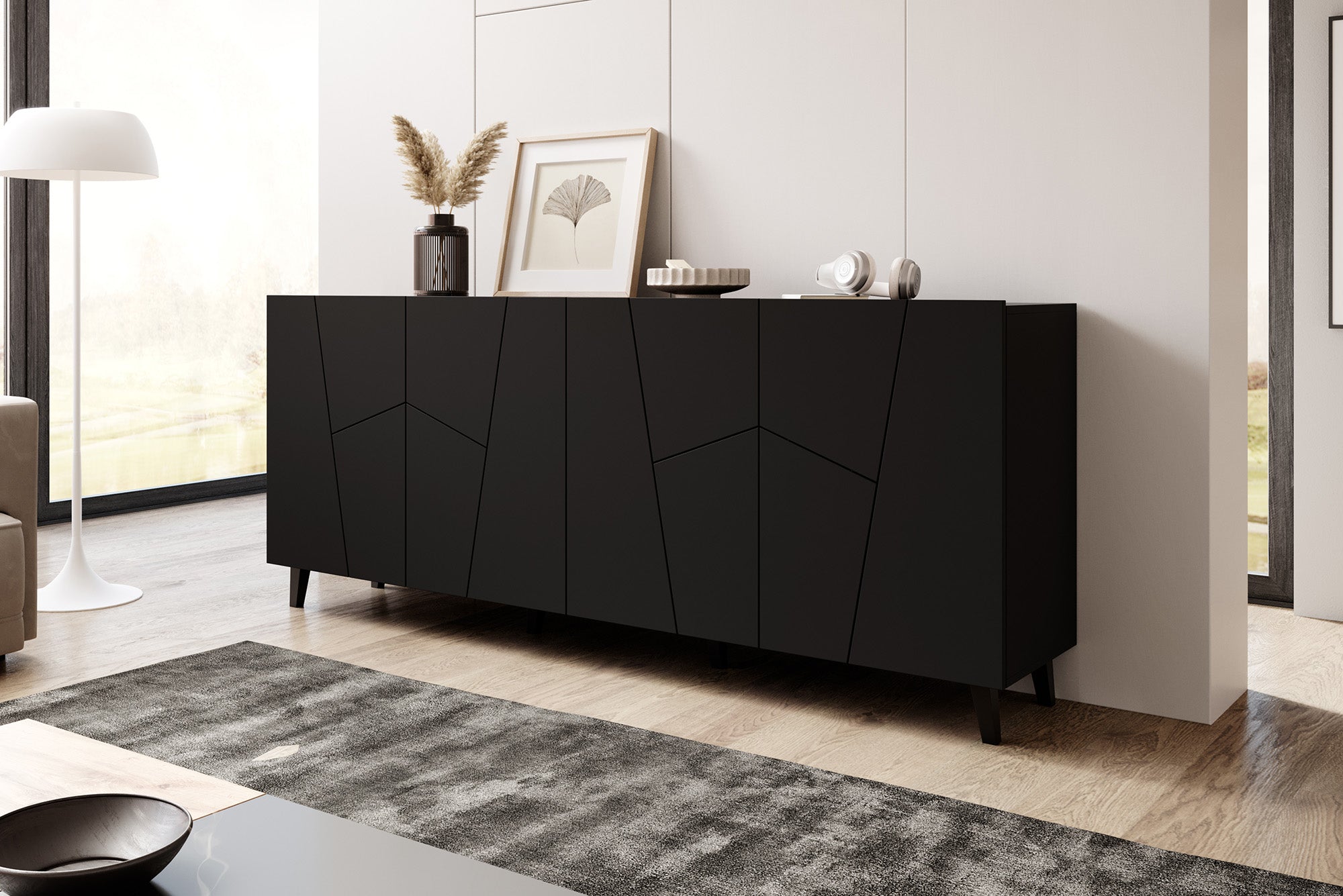 Ezer - Dressoir - Zwart - 200x40x82 cm