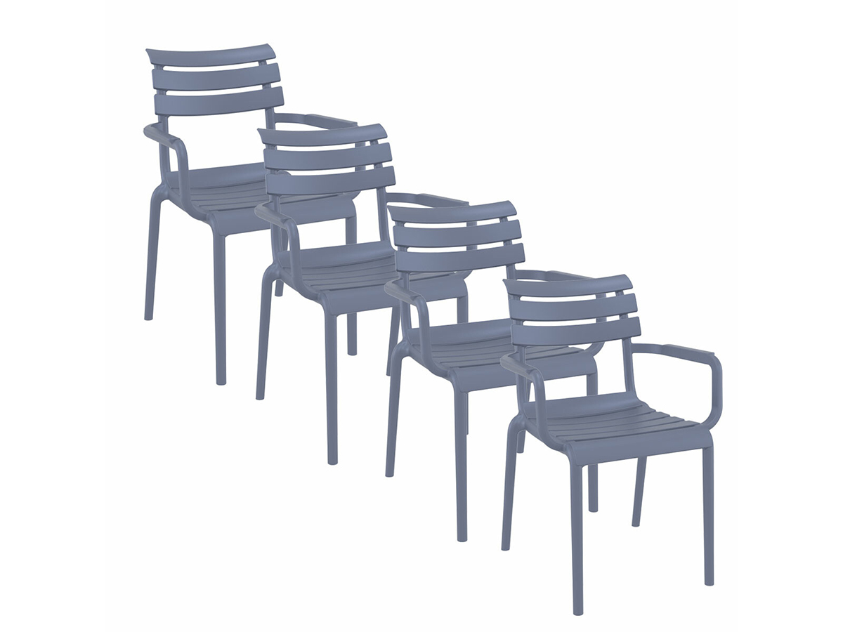 Garden Impressions Paris set van 4 tuinstoelen - Dark Grey