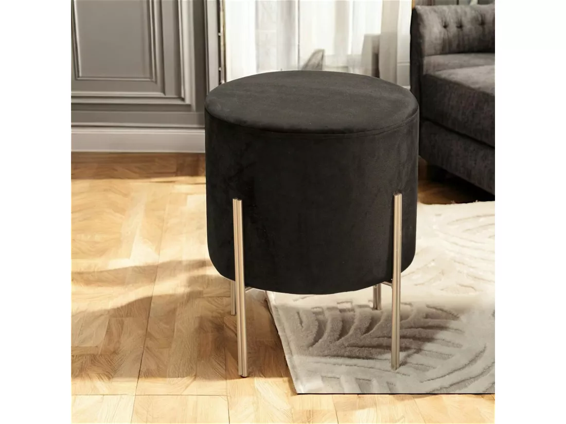 Tabouret contemporain velours noir