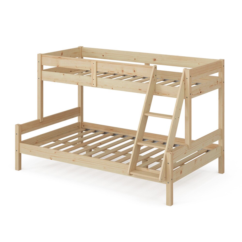 VitaliSpa Hochbett Kinderbett Spielbett Everest Natur modern 120x200 Massivholz Kinderzimmer Bett Lattenrost Bettleiter Kletterbett Doppelbett Geschwisterbett Gästebett Schubladenbett