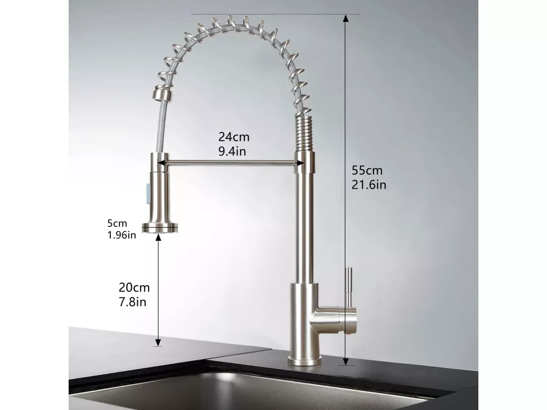 NETTLIFE Robinet de Cuisine avec Douchette Extractible Mitigeur Cuisine Bec Rotatif Mitigeur d'Évier haute pression avec 2 types de jets , Nickel