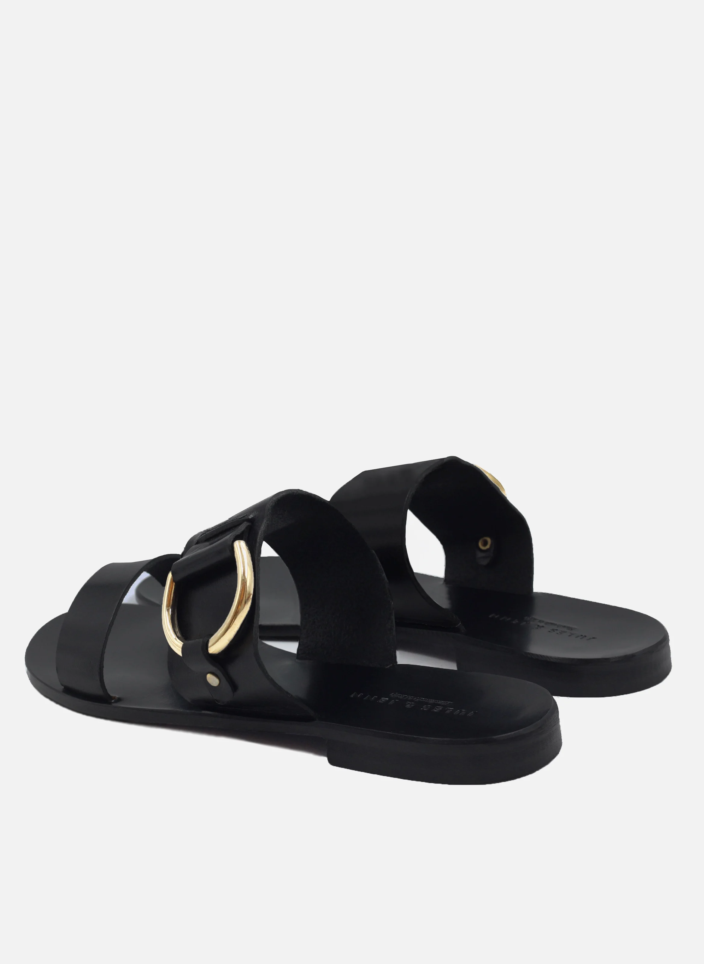 Sandales boucle cuir lisse | Noir