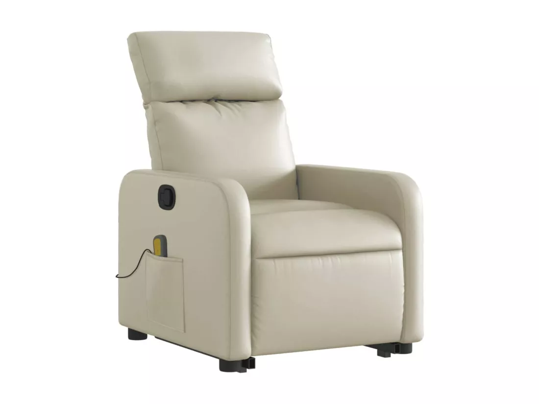 Fauteuil inclinable massant Crème Similicuir