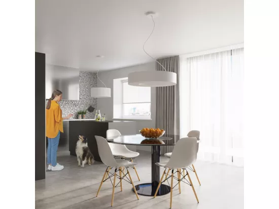 Sollux SATURNO Suspension Cylindrique Blanc 70cm E27