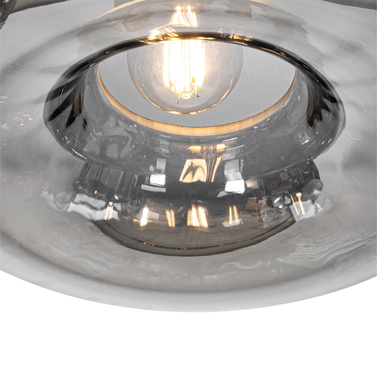 Art Deco plafondlamp zwart met smoke glas - Ayesha